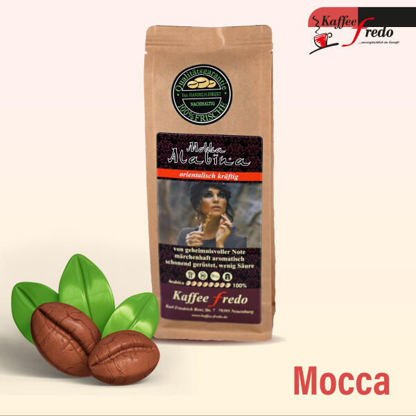 Mocca Fein gemahlen für Siebträger 500g.