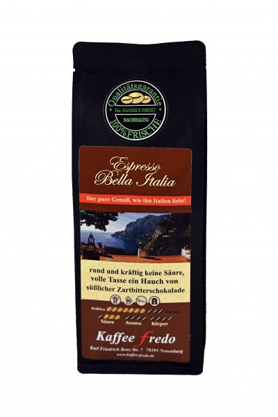Espresso Bella Italia Gemahlen für Bodum und Espressokocher 250g.