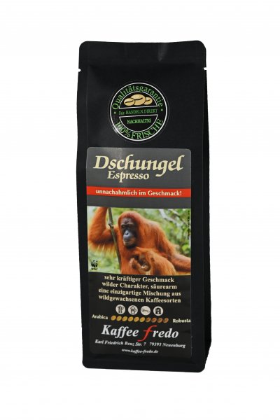 Dschungel Espresso Ganze Bohnen 250g.