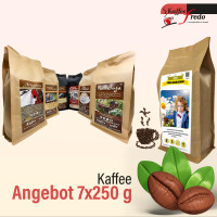 Kaffee Angebot 7 x 250g Ganze Bohnen