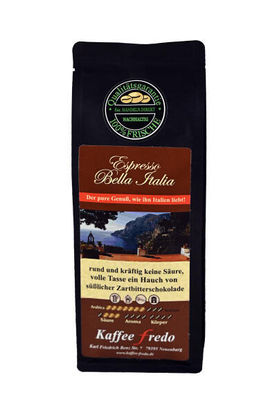 Espresso Bella Italia Gemahlen für Siebträger 250g.